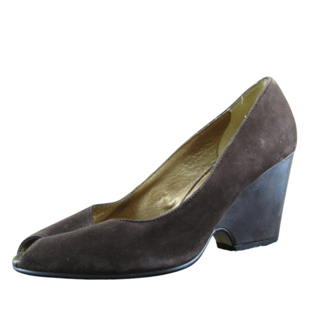 Aldo Peep Toe Women Peep Toe Heel Shoes Brown Leather Size 38‎ Medium